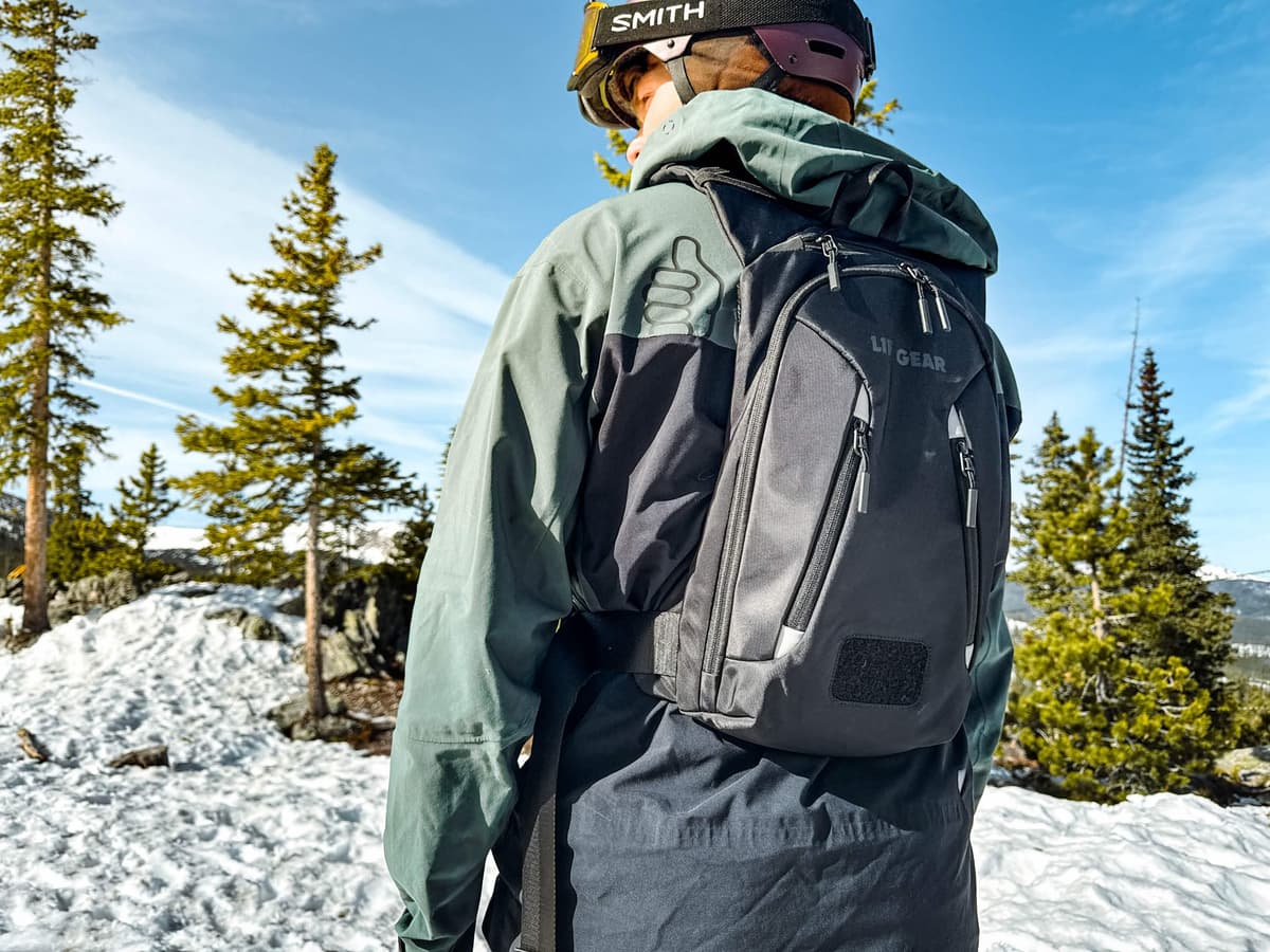 Rider on mountain with CHAIR1 pack